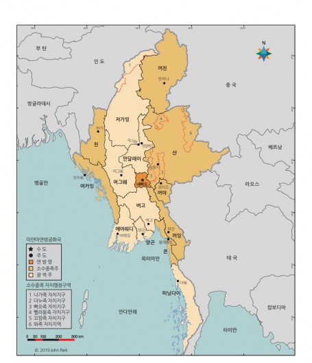 2019 미얀마 지도