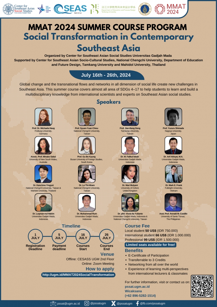 [CALL FOR PARTICIPANTS] MMAT Summer Course Program 2024 "Social Transformation in Contemporary Southeast Asia"